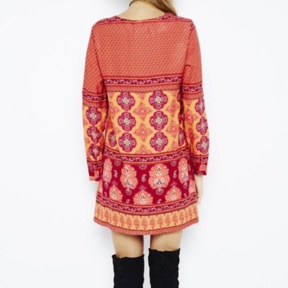 MINKPINK Folktale Smock Dress Boho Multicolor Mixed Print Button Front - Picture 4 of 10